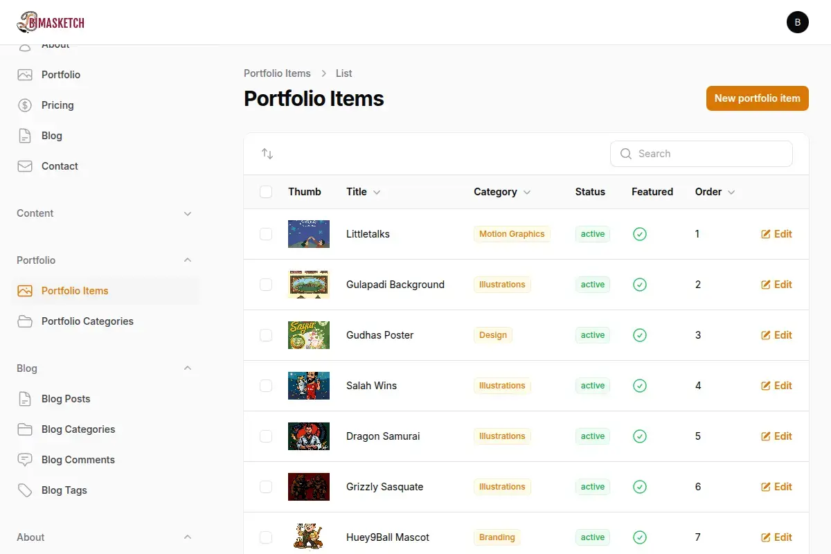 Portfolio Items CRUD