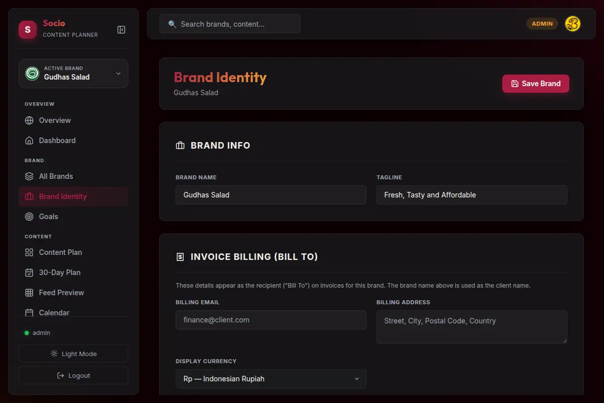 Brand Identity Settings