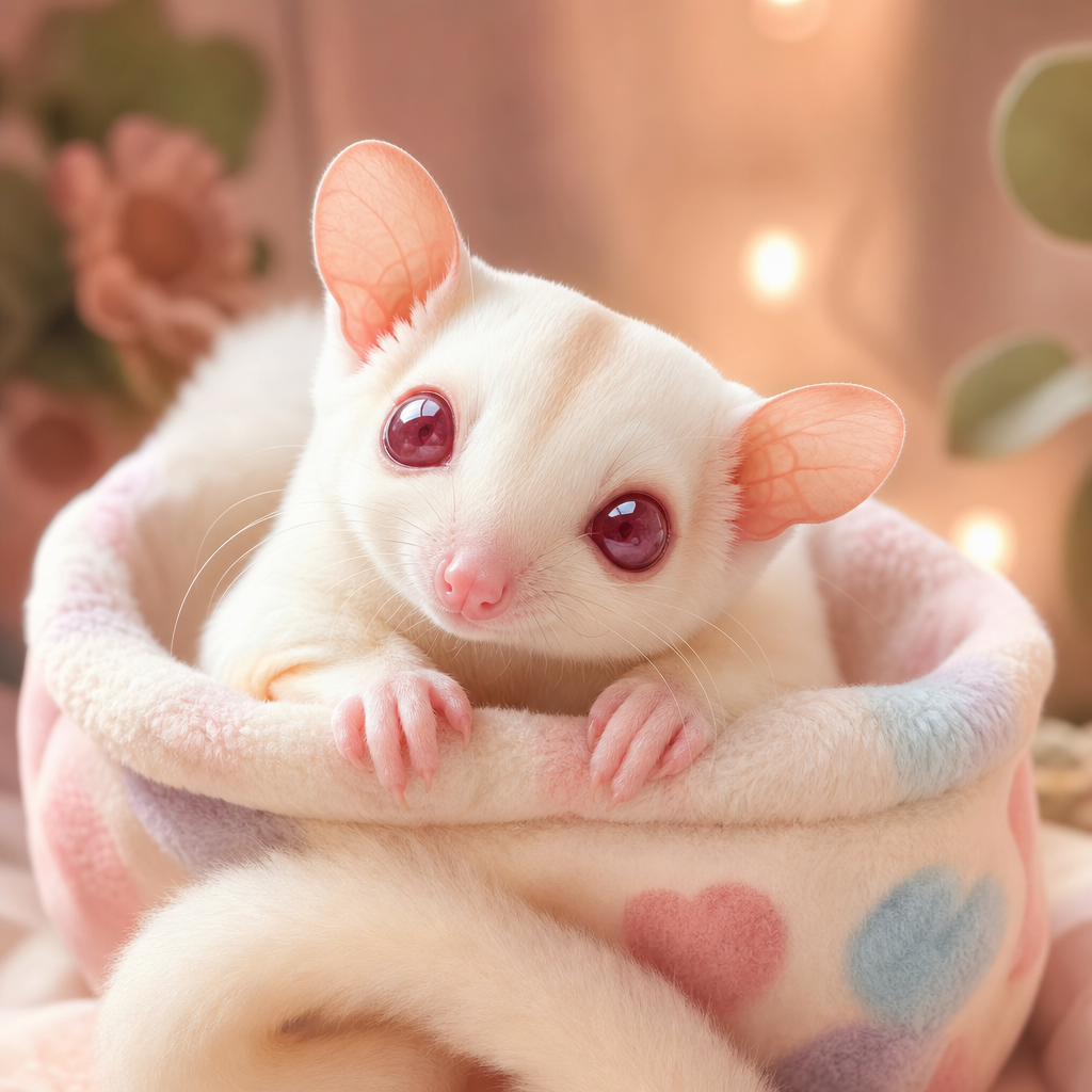 Ilustrasi sugar glider Albino
